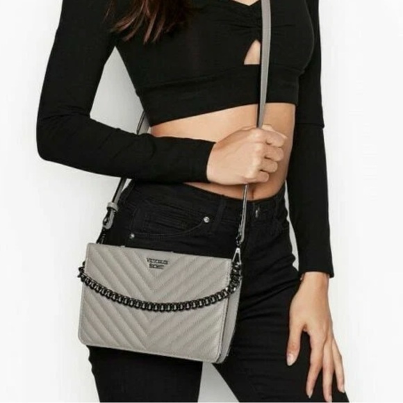 Victoria's Secret Charcoal Quilted Crossbody Bag - Picture 3 of 3